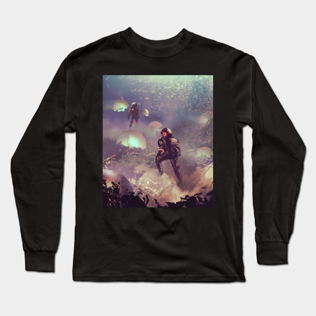 Astronauts with Mysterious Glowing Balls by Ian Fantasy Long Sleeve T-Shirt by SammyLukas